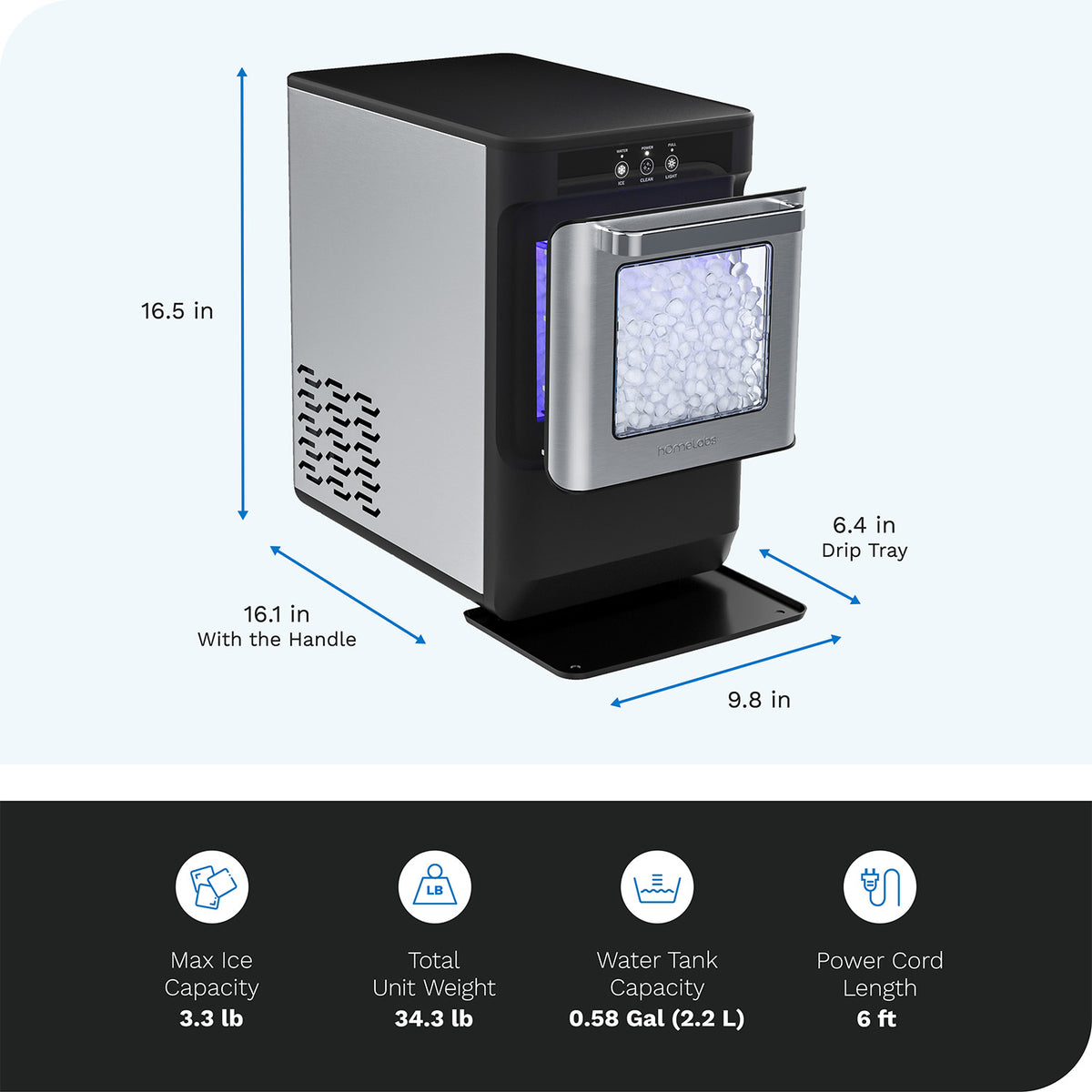 hOmeLabs Countertop Nugget Ice Maker